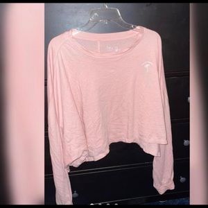 Pink cropped long sleeve shirt, oversized SIZE XL